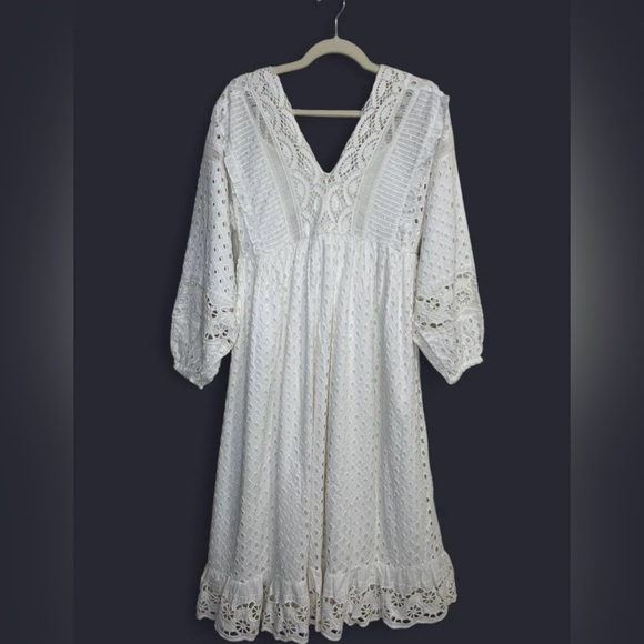 Anthropologie Forever That Girl White Lace Midi Dress. - Picture 5 of 8
